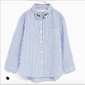 ZARA Kids Dreamer Eyes Embroidered Striped Blouse